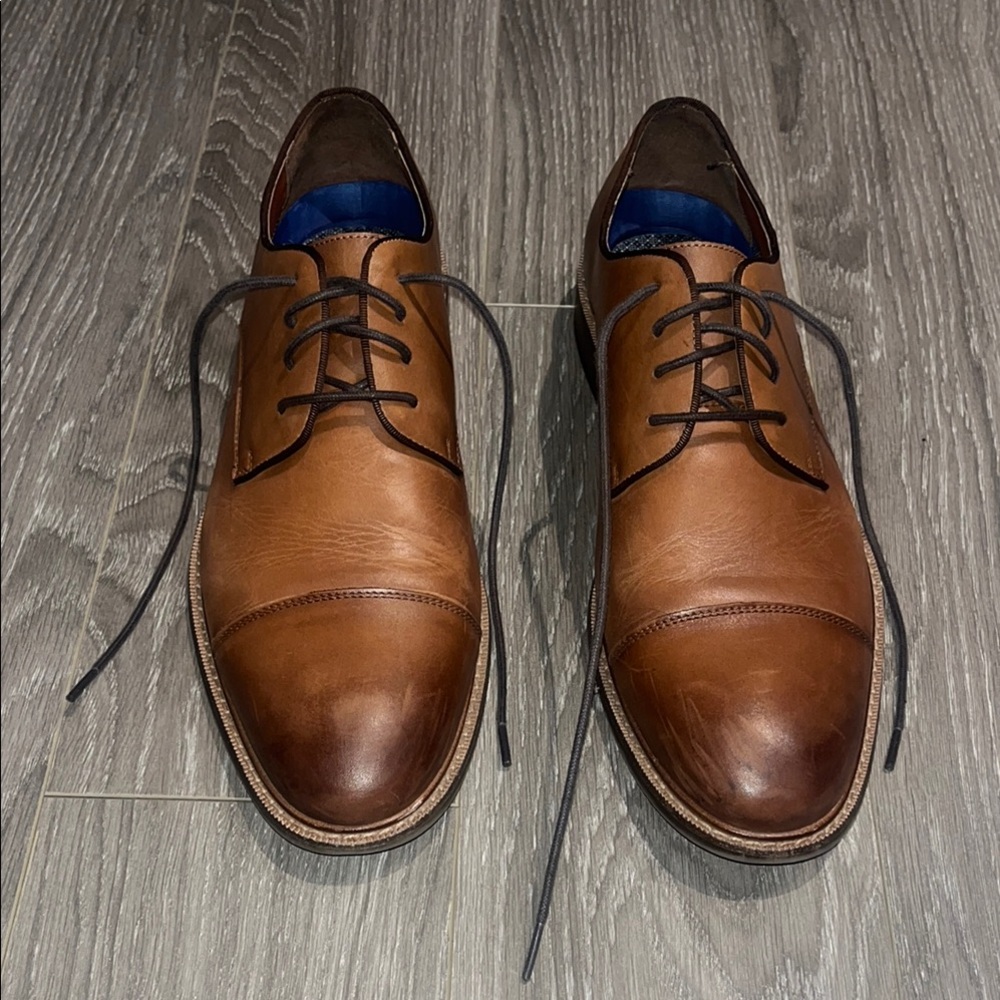 Vince Camuto Brown Leather Oxfords Cap Toe